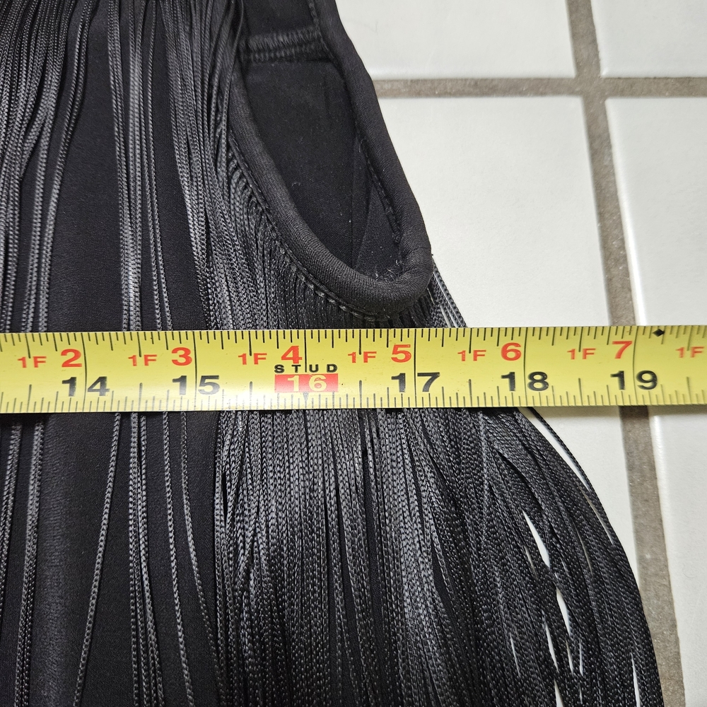 Dressy Black Fringe Tank Top Alfani Size Large - Picture 4 of 6